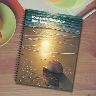 Carnet Plage au coucher du soleil avec des coquillages