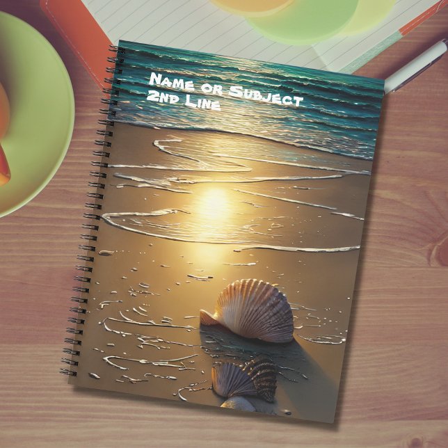 Carnet Plage au coucher du soleil avec des coquillages (Créateur téléchargé)