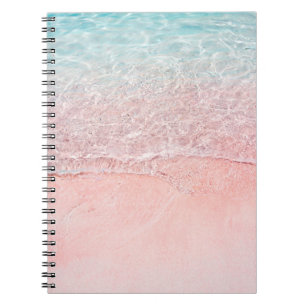 Carnet Plage rose et vague