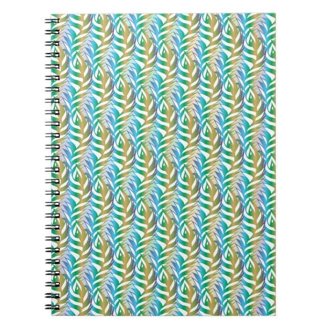Carnet Plage turquoise motif en plume amusante. (Devant)