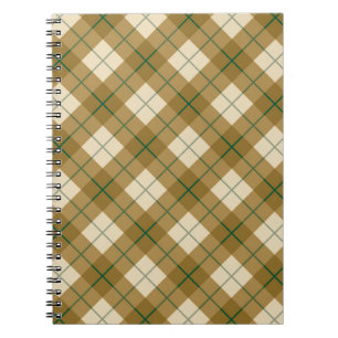 Carnet Plaid polarisé en or avec la rayure verte