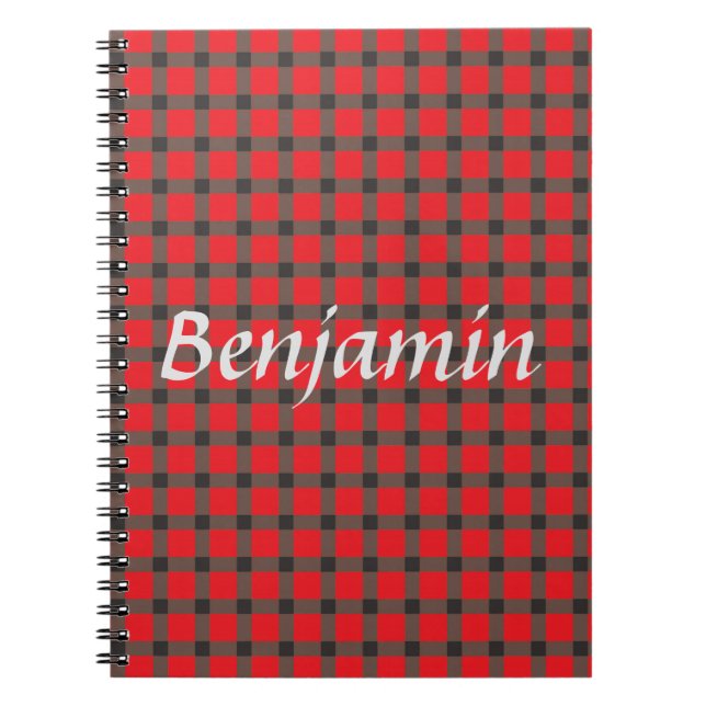 Carnet Plaid rouge et gris (Devant)