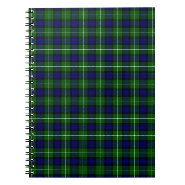 Carnet Plaid vert bleu Lamont tartan (Devant)