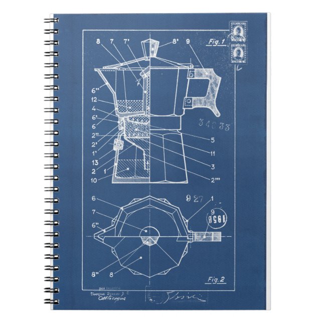 Carnet plan directeur de cafetiere moka bialetti (Devant)