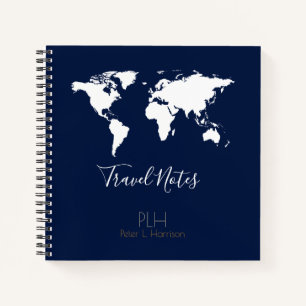 Carnet Plan du monde Notes de voyage Bleu