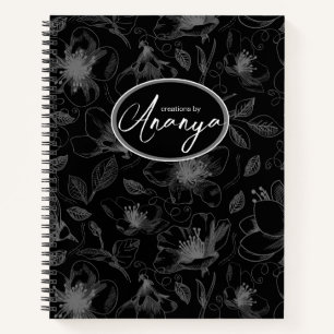 Carnet Plan floral esquissé Motif gris/noir ID939