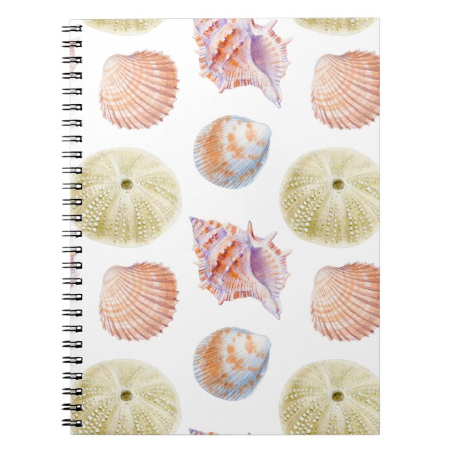 Carnet Plan marin sans soudure de coquillages. Aquarelle  (Devant)