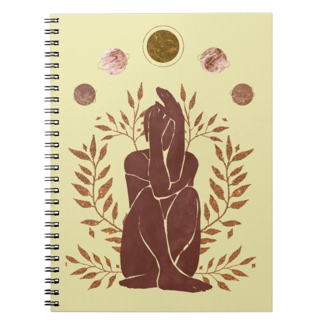 Carnet Planètes défraîchies homme plante pensant lune feu (Devant)