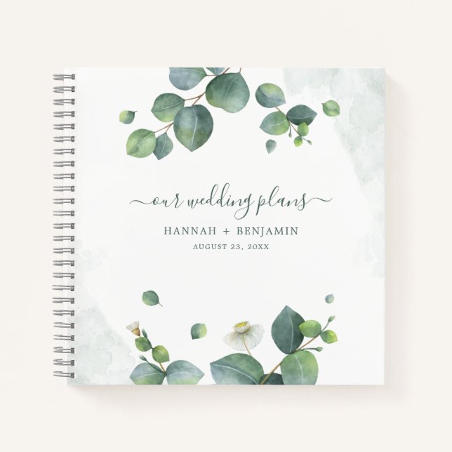 Carnet Planificateur de mariage élégant eucalyptus verdur (Devant)