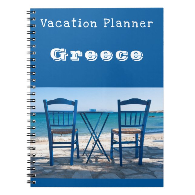 Carnet Planificateur de vacances Grèce bleu personnalisab (Devant)