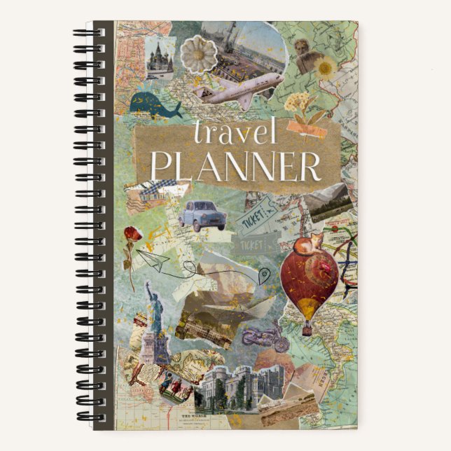 Carnet Planificateur de voyage Collage vintage (Recto)