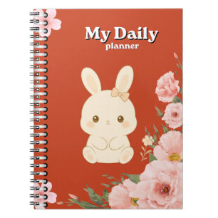 Carnet Planificateur quotidien floral de lapin mignon A