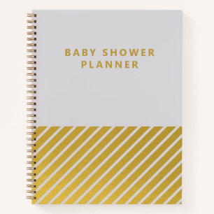 Carnet Planneur de Baby shower minimaliste Gris Gold Foil