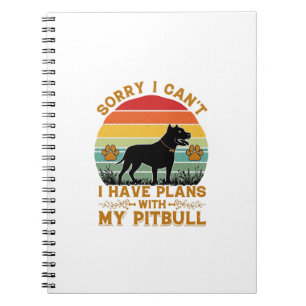 Carnet Plans de boîte Chien Pitbull Rétro Coucher de sole