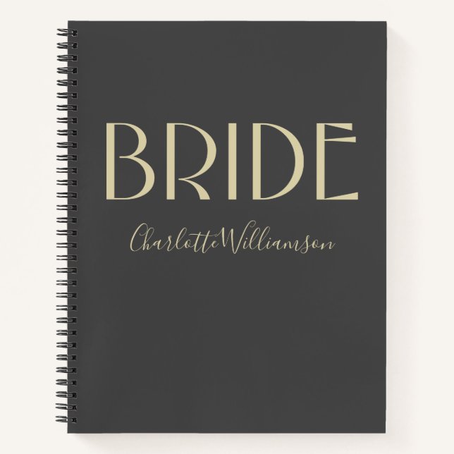 Carnet Plans de Mariage de nom de mariée noire personnali (Devant)