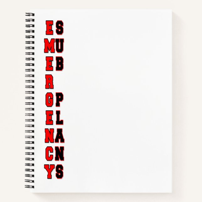 Carnet Plans de sous-urgence (Devant)