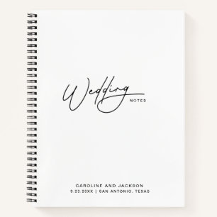 Carnet Plans minimalistes de Mariage blanc manuscrits