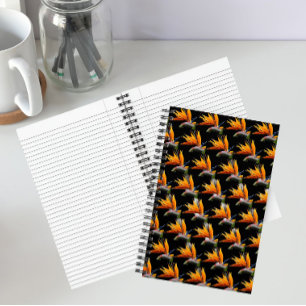 Carnet Plante de l'oiseau de paradis orange sur fond noir