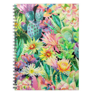 Carnet Plantes succulents et motif de jardin de cactus