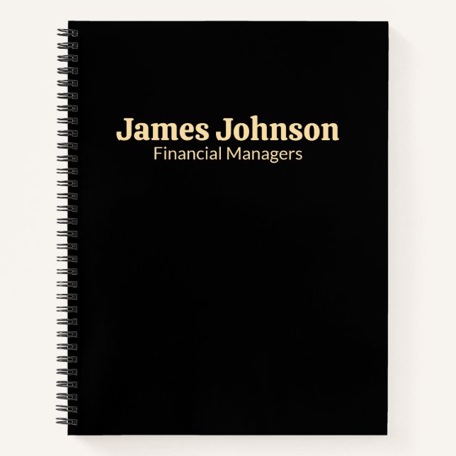 Carnet Plaque de nom de bureau sérif gras rétro noir lava (Devant)