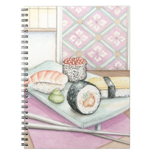 Carnet Plaque de sushi assorté avec baguettes