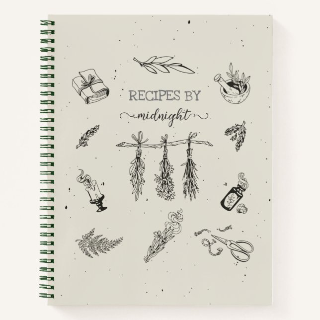 Carnet Plats de cuisine sorcière moderne Herbes Spell Rec (Devant)