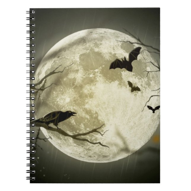 Carnet Pleine lune avec chauves-souris et corbeau (Devant)