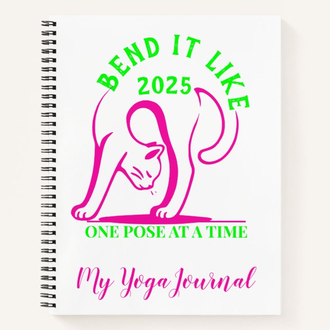 Carnet Plier comme 2025 : Fun de chat Yoga (Devant)