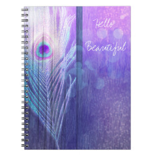 Carnet Plume de paon violet Glam Boho Chic Glam sur mesur