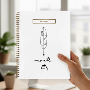 Carnet Plume Personnalisée en Or Écriture Personnalisée F