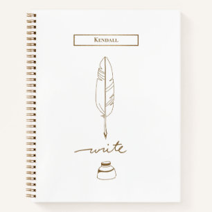 Carnet Plume Personnalisée Teinte Or Écriture Personnalis