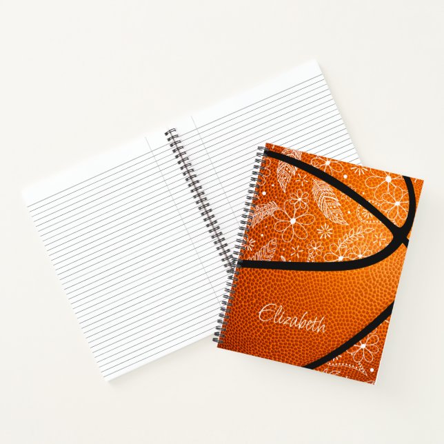 Carnet plumes de doodle fleurs paislies basket bohème (Intérieur)