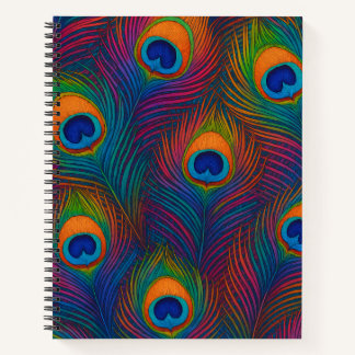 Carnet Plumes de paon brillantes