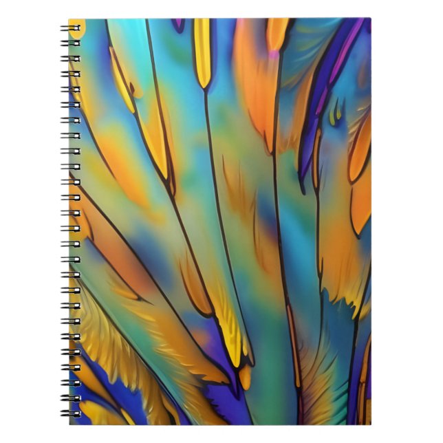 Carnet Plumes en verre tendu AI Art Abstrait (Devant)