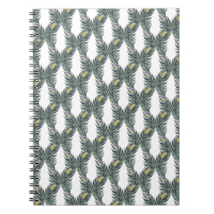 Carnet Plumes Peacock noir, vert et blanc rustique