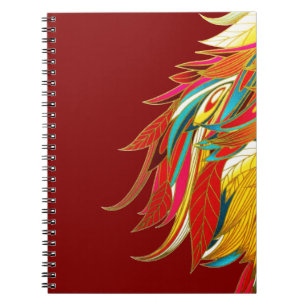 Carnet Plumes tribales exotiques colorées rouges