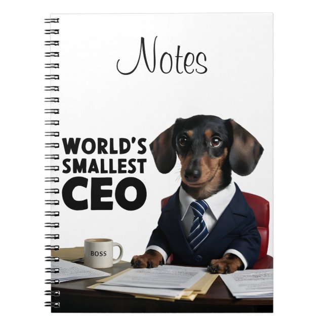Carnet Plus petit PDG du monde, mignon et drôle dachshund (Devant)