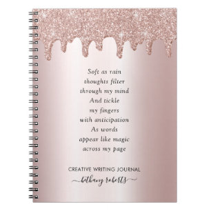 Carnet Poem for Writers Blush Metallic and Glitter Drips