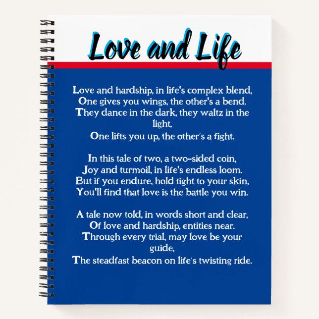 Carnet Poème Amour et Vie (Devant)