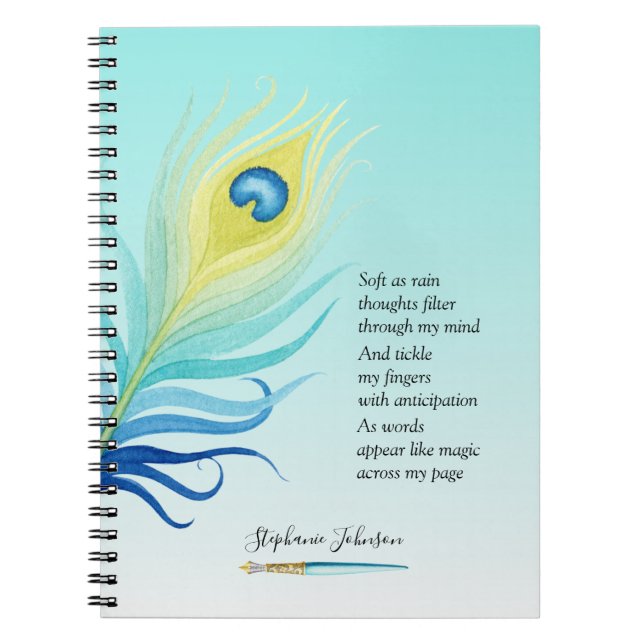 Carnet Poème de motivation pour les écrivains Peacock Qui (Devant)