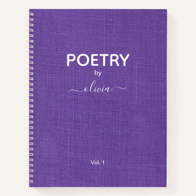 Carnet Poésie Par Nom Personnalisé Purple Linen Photo (Devant)