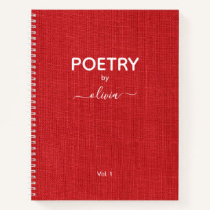 Carnet Poésie Par Nom Personnalisé Red Linen Photo