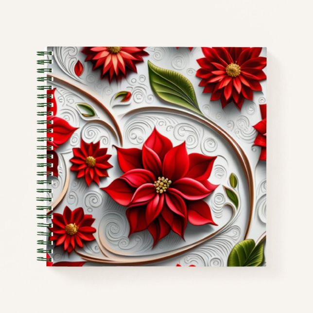 Carnet Poinsettia and Leaves (Devant)