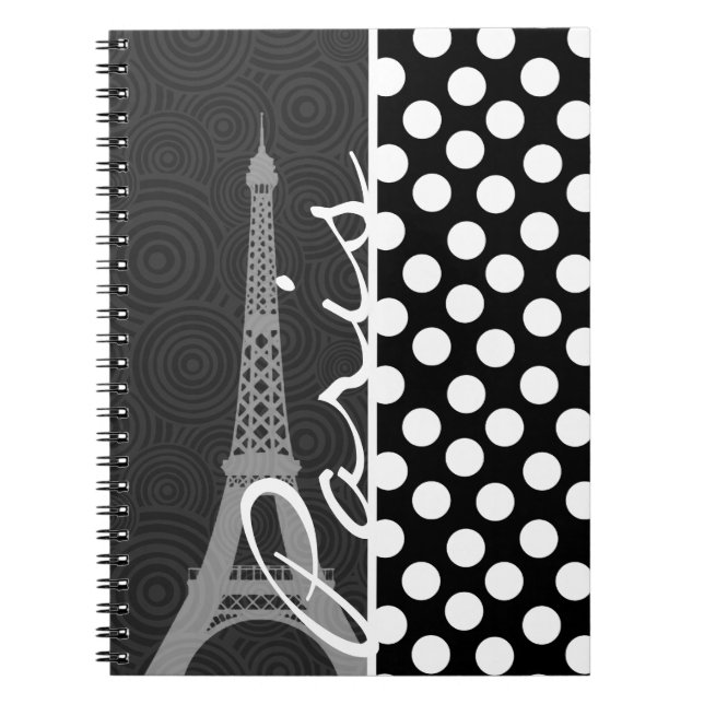 Carnet Point Polka Noir & Blanc, Points ; Paris (Devant)