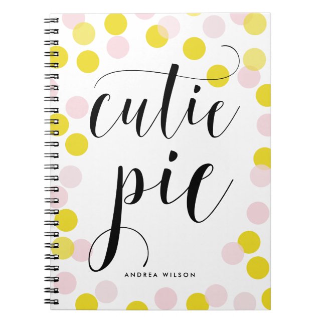 Carnet Points Confetti rose et jaune Cutie Calligraphie à (Devant)