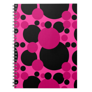 Carnet Points de cercle noir rose motif