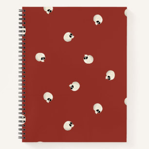 Carnet Points de crâne Kawaii mignons aléatoires rouges