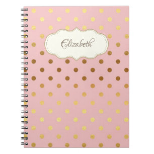 Carnet Points de polka dorés adorables, Personnalisé