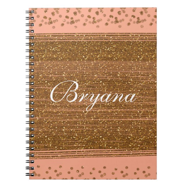 Carnet Points Peachy Pink & Gold Confetti Notebook Journa (Devant)
