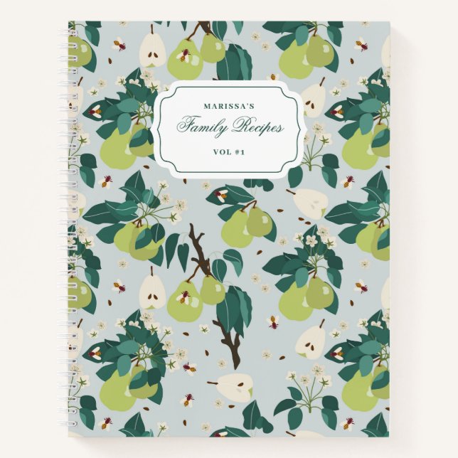 Carnet Poires et abeilles dans un jardin botanique fleuri (Devant)